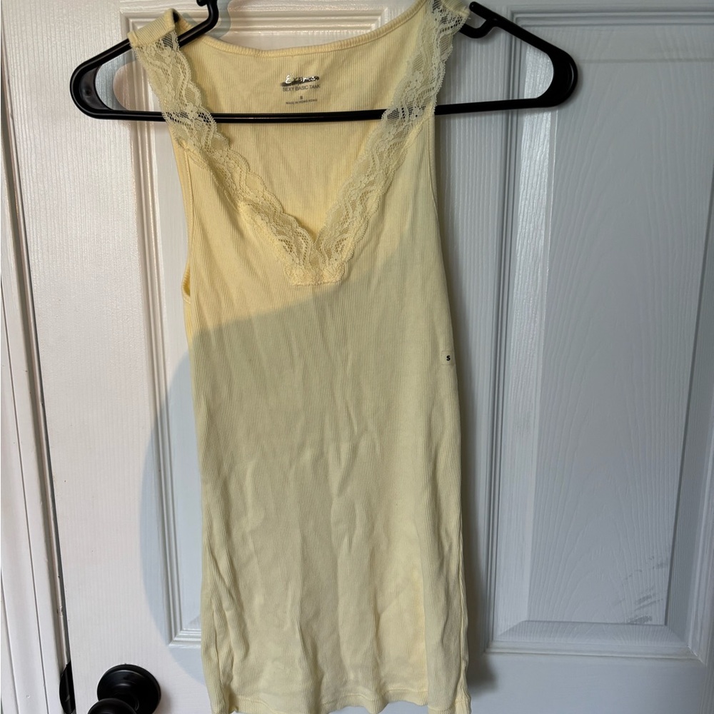 Express Cream Lace Trim Tank Top
